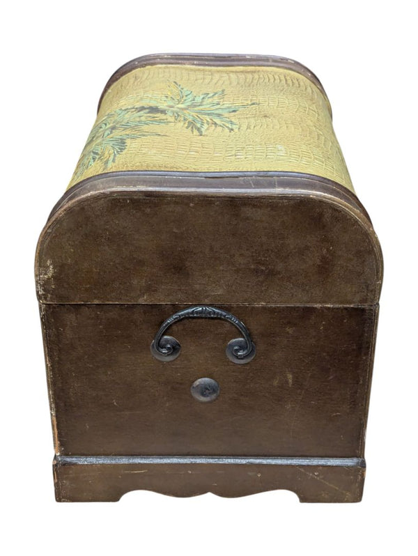 Hand Painted Palm Tree Chest w/ Faux Leather Pattern