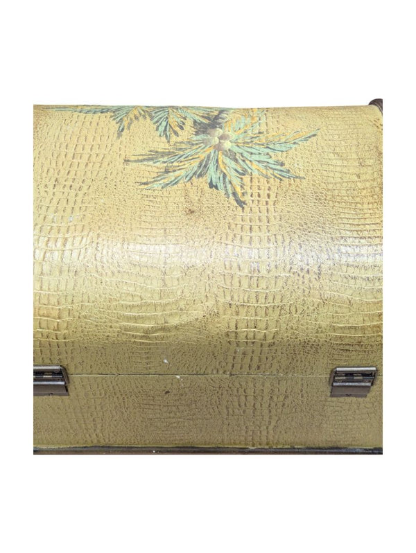 Hand Painted Palm Tree Chest w/ Faux Leather Pattern