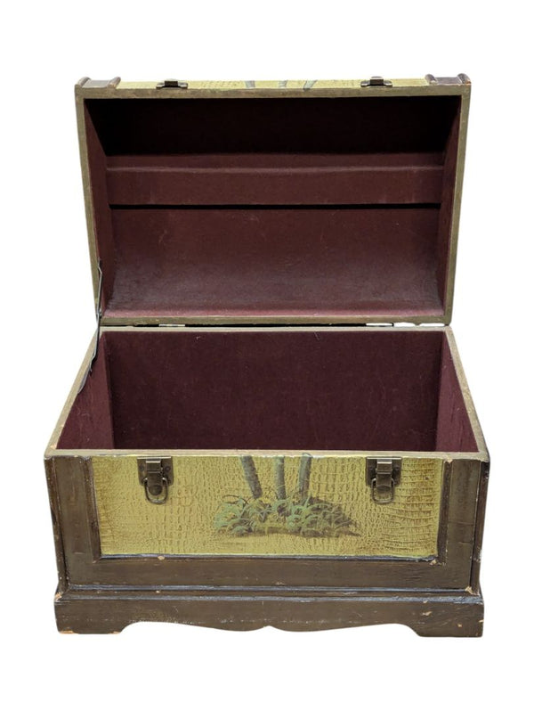 Hand Painted Palm Tree Chest w/ Faux Leather Pattern