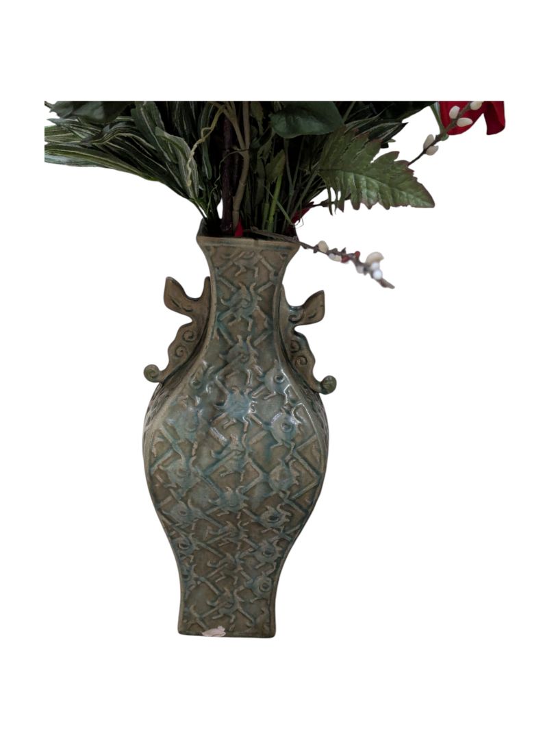 Faux Floral Arrangement with Lilies in Vase
