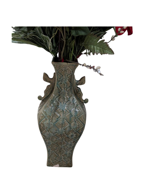 Faux Floral Arrangement with Lilies in Vase