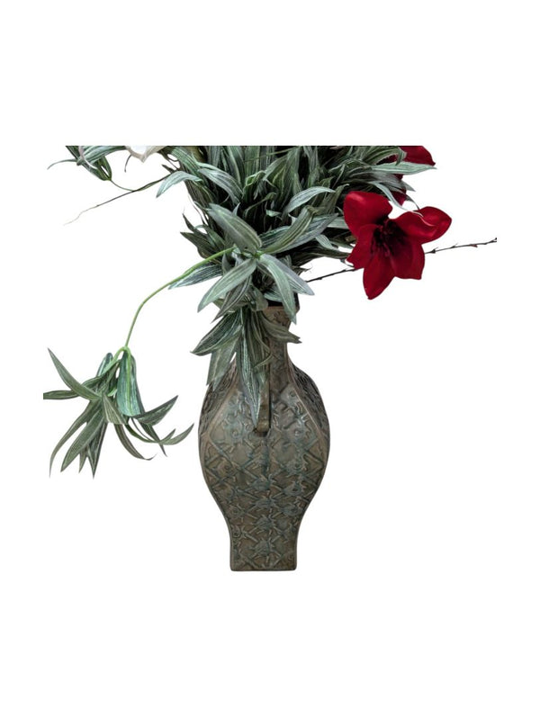 Faux Floral Arrangement with Lilies in Vase