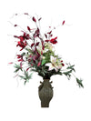 Faux Floral Arrangement with Lilies in Vase