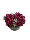 Faux Red Hydrangea Arrangement in Glass Bowl