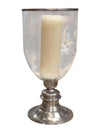 Large Metal and Glass Hurricane Candle Holder w/ Pillar Candle