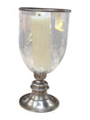 Large Metal and Glass Hurricane Candle Holder w/ Pillar Candle