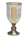 Large Metal and Glass Hurricane Candle Holder w/ Pillar Candle