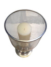 Large Metal and Glass Hurricane Candle Holder w/ Pillar Candle