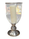 Large Metal and Glass Hurricane Candle Holder w/ Pillar Candle