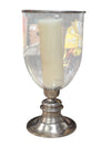 Large Metal and Glass Hurricane Candle Holder w/ Pillar Candle