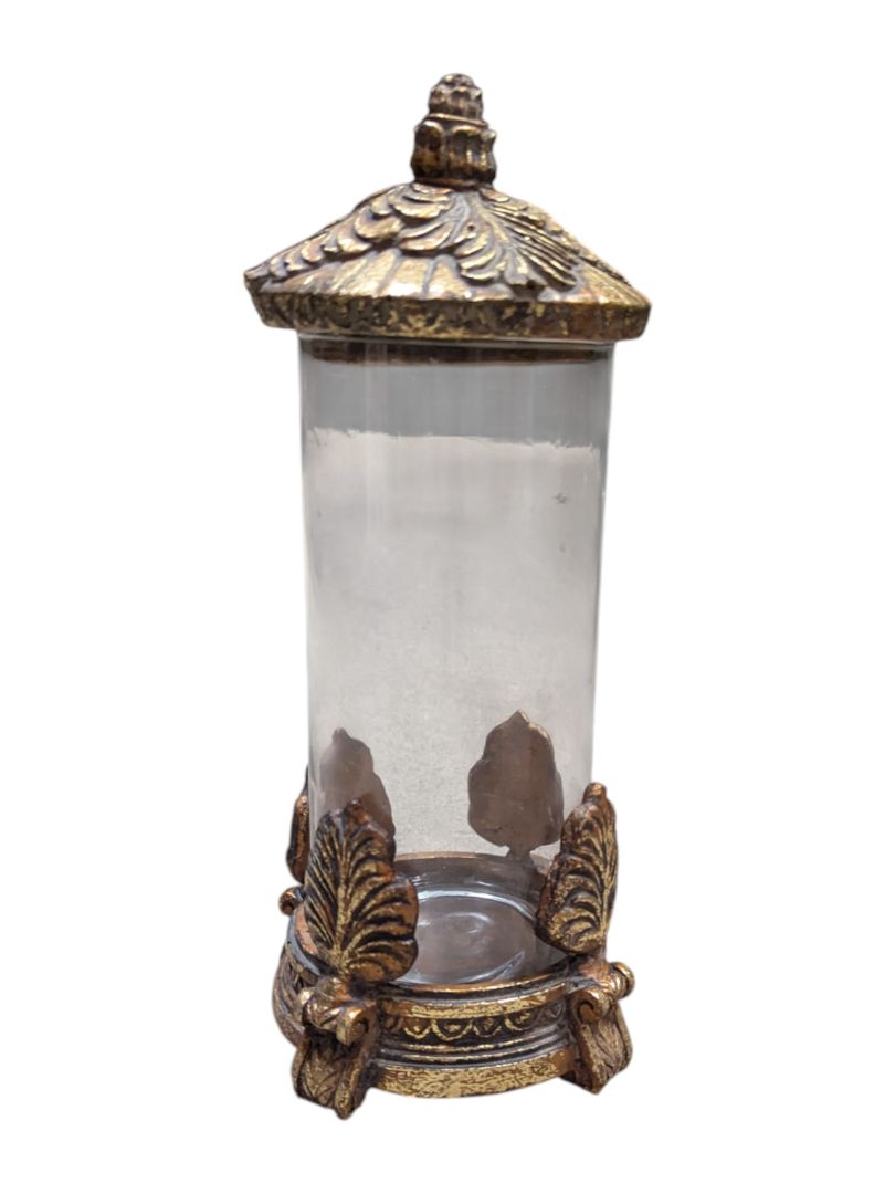 Decorative Lidded Glass Jar w/ Ornate Base