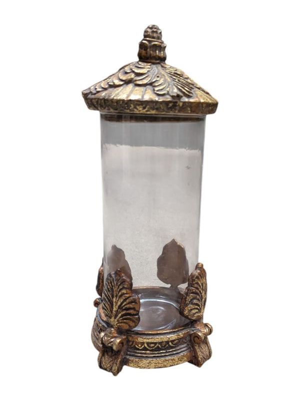 Decorative Lidded Glass Jar w/ Ornate Base