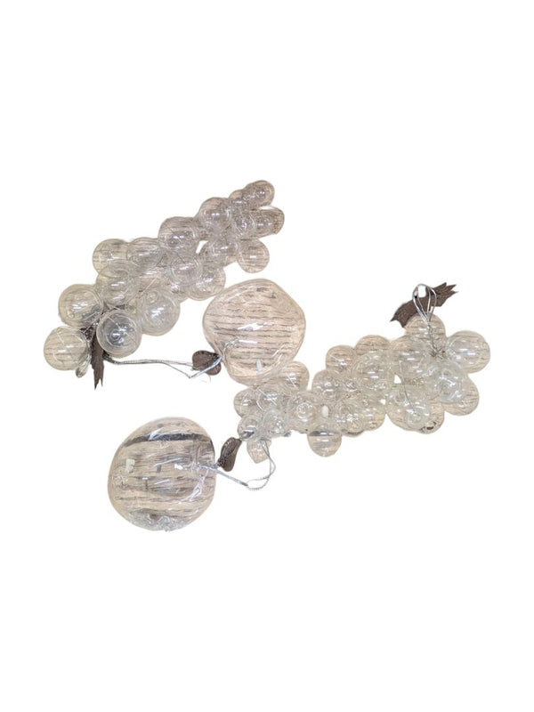 Glass Apples and Grapes Decorative Set (4pcs)