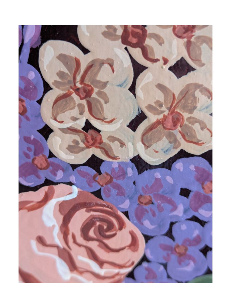 Hand-Painted Wooden Floral Bucket with Faux Fruit & Flowers