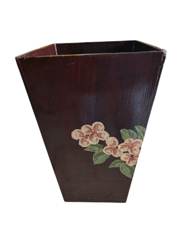 Hand-Painted Wooden Floral Bucket with Faux Fruit & Flowers