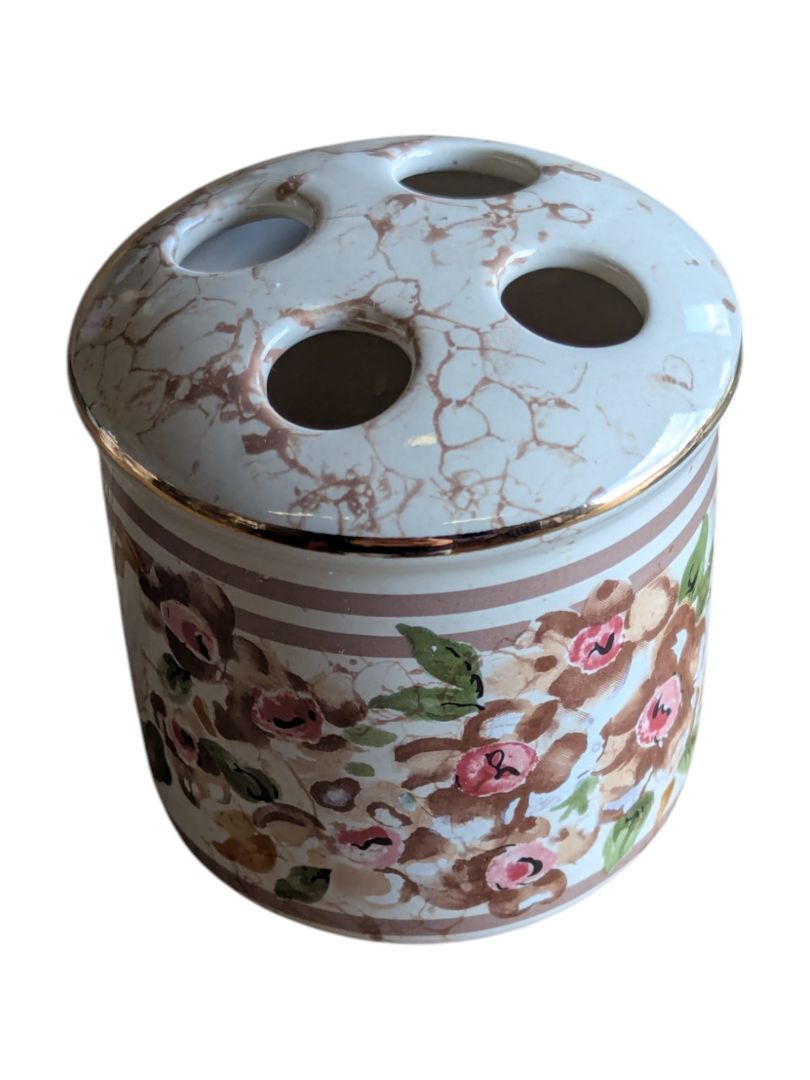 Floral Ceramic Bathroom Accessory Set