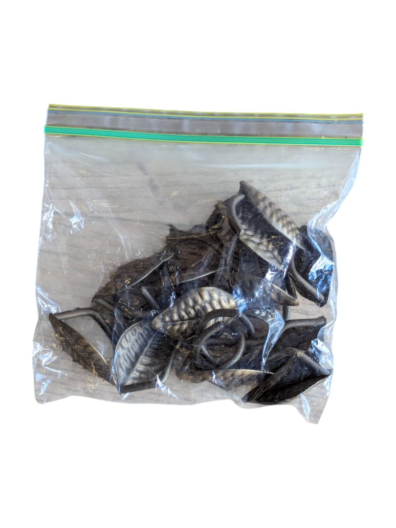 Mix of Towels and Shower Curtian w/ Metal Decorative Leaf Curtain Hooks (6 towels, 1 Curtian and 12 Hooks Set)