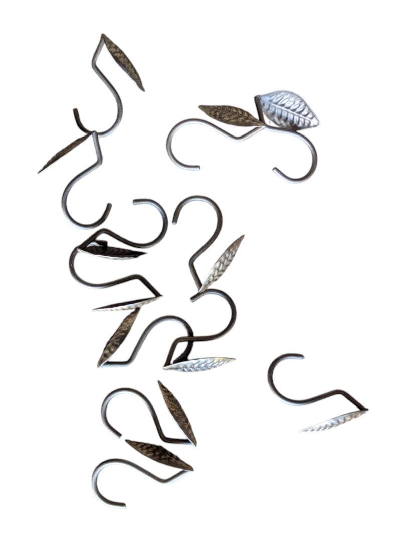 Mix of Towels and Shower Curtian w/ Metal Decorative Leaf Curtain Hooks (6 towels, 1 Curtian and 12 Hooks Set)