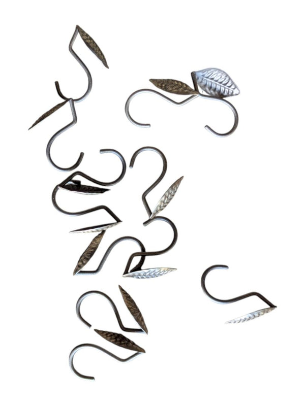 Mix of Towels and Shower Curtian w/ Metal Decorative Leaf Curtain Hooks (6 towels, 1 Curtian and 12 Hooks Set)