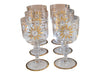 Vintage Hand-Painted Gold Floral Design Glass Decanter & Goblets (7 pc)
