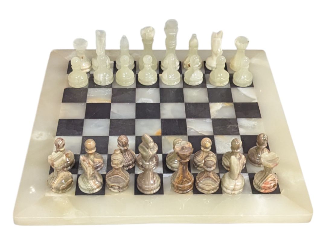 Vintage Hand Carved Marble Chess Set