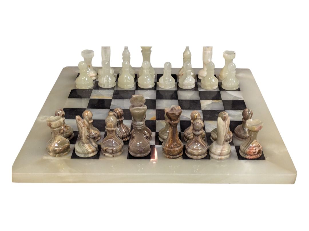 Vintage Hand Carved Marble Chess Set