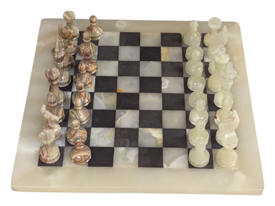Vintage Hand Carved Marble Chess Set