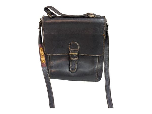 Vintage Stone Ridge Leather Crossbody Black Messanger Bag