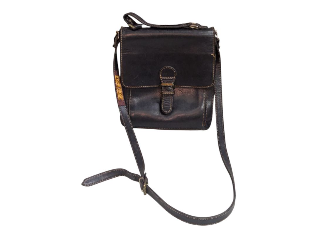 Vintage Stone Ridge Leather Crossbody Black Messanger Bag