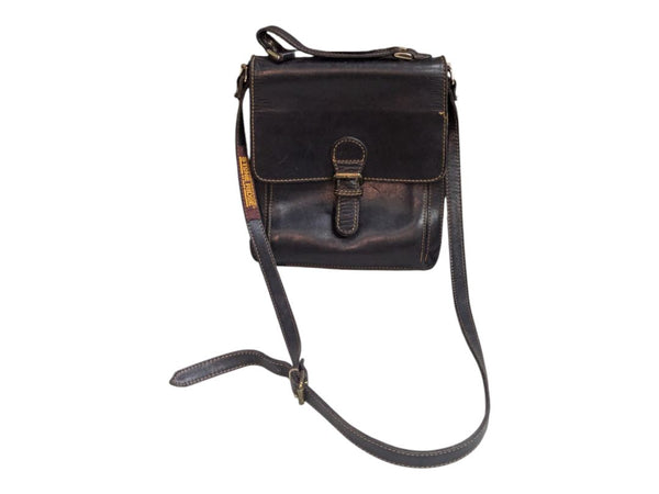 Vintage Stone Ridge Leather Crossbody Black Messanger Bag