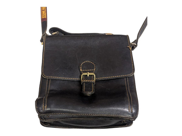 Vintage Stone Ridge Leather Crossbody Black Messanger Bag