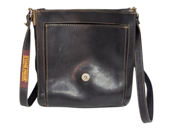 Vintage Stone Ridge Leather Crossbody Black Messanger Bag