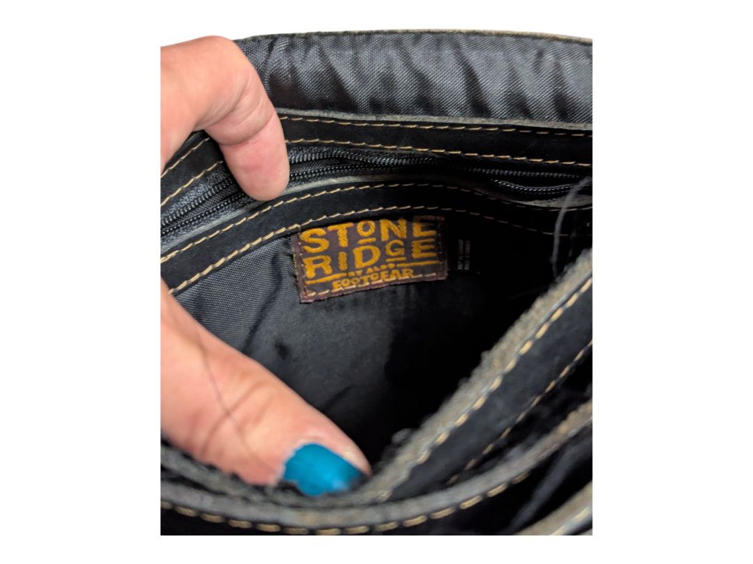 Vintage Stone Ridge Leather Crossbody Black Messanger Bag