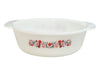 Fire-King Anchor Hocking Milk Glass Casserole Red Floral Pattern Dish