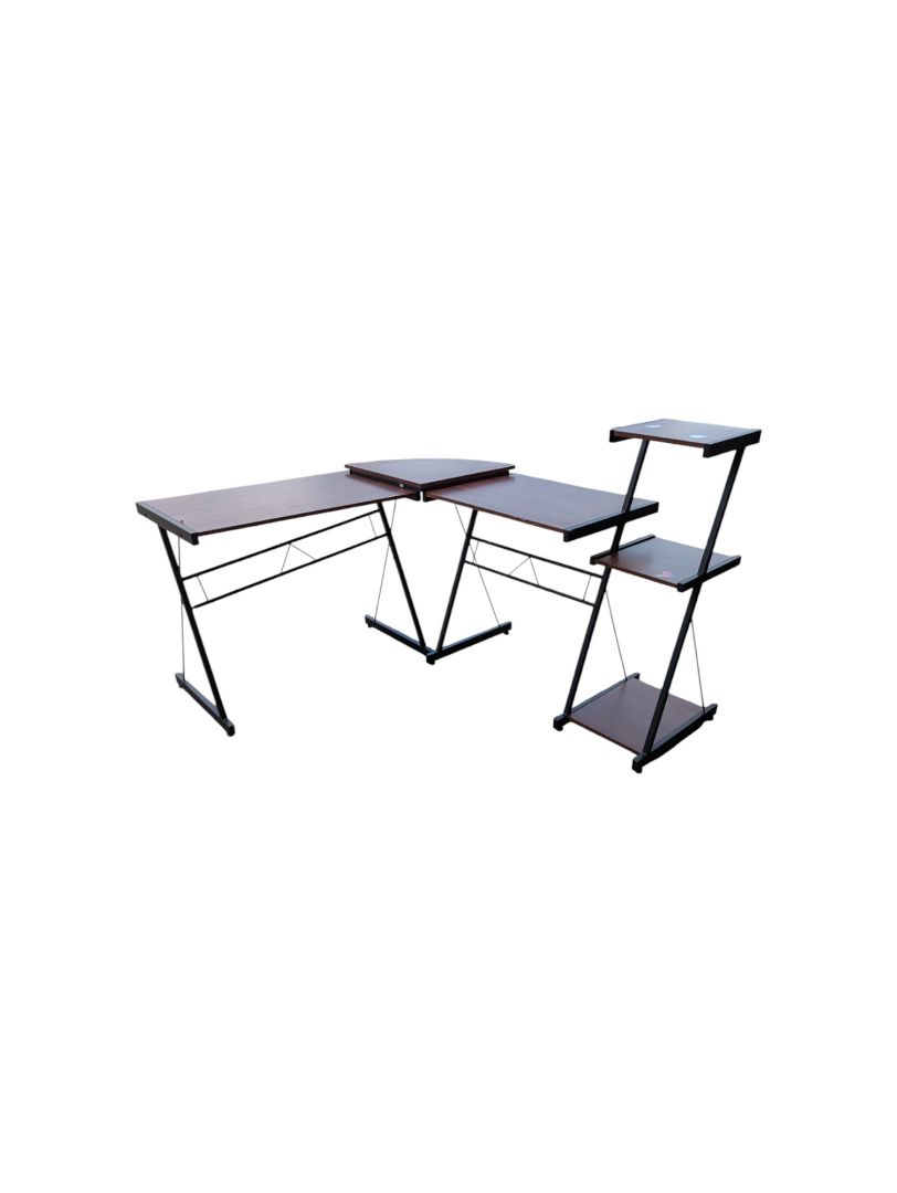 L-Shaped Corner Desk with Bookshelf