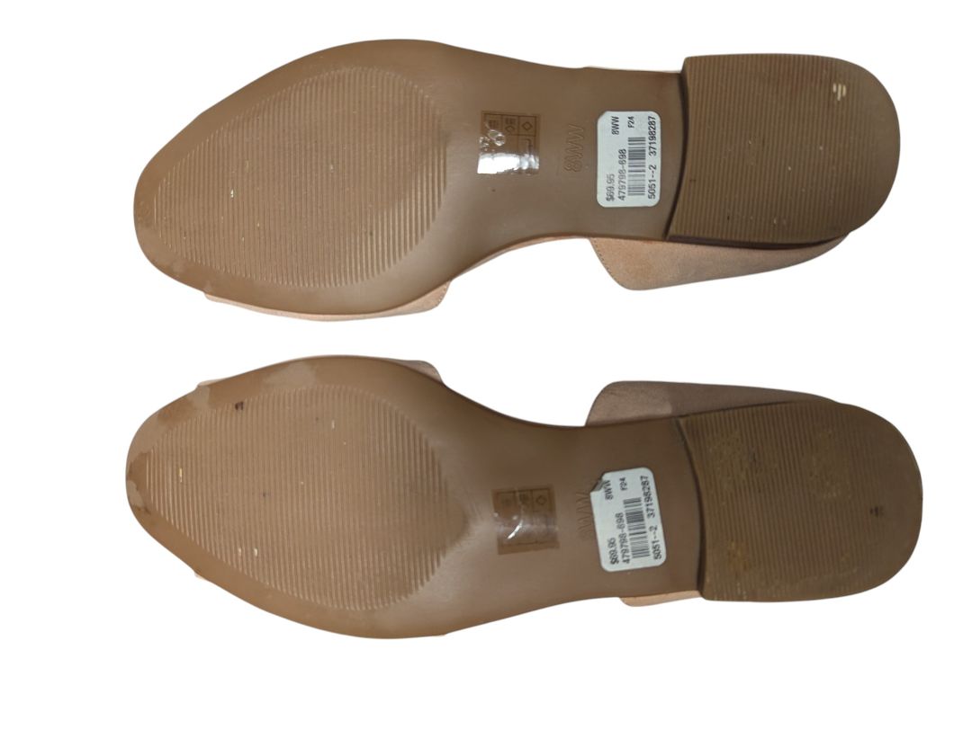 Penn. Penningtons Nude Suede-Look Block Heel Flats - Size 8W