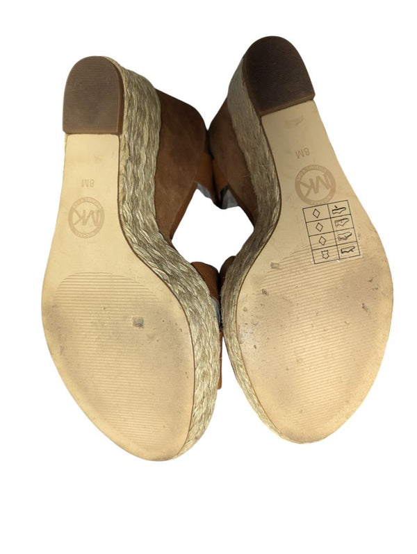 Michael Kors Giovanna Wedge Sandals - Size 8M, Tan Leather