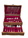 Vintage Silver-Plated Flatware Set in Wooden Chest