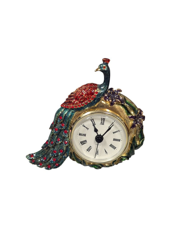 Bombay 5-Piece Peacock Accessory Set - Magnifier, Frame, Clock, Letter Opener, and Tray