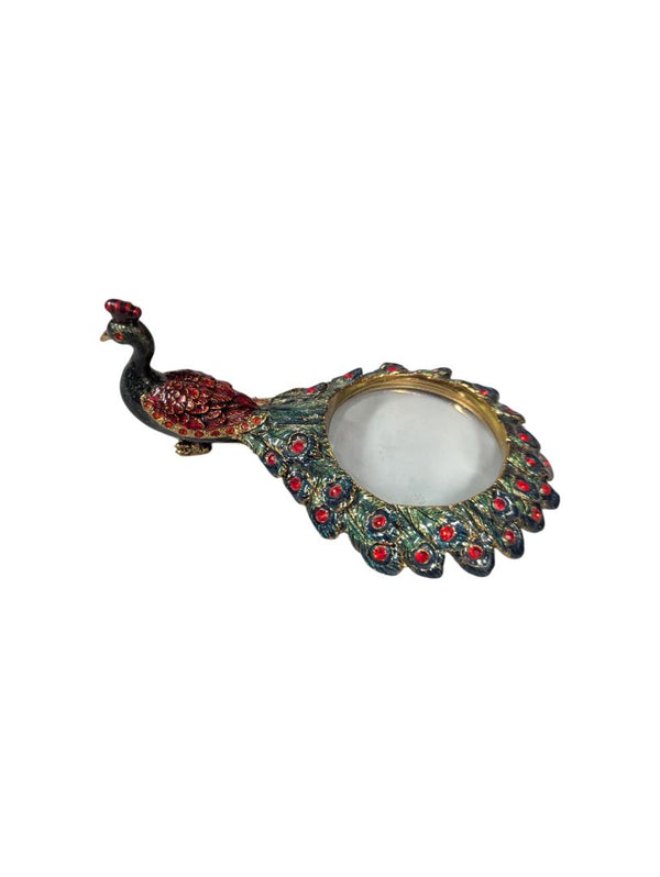 Bombay 5-Piece Peacock Accessory Set - Magnifier, Frame, Clock, Letter Opener, and Tray