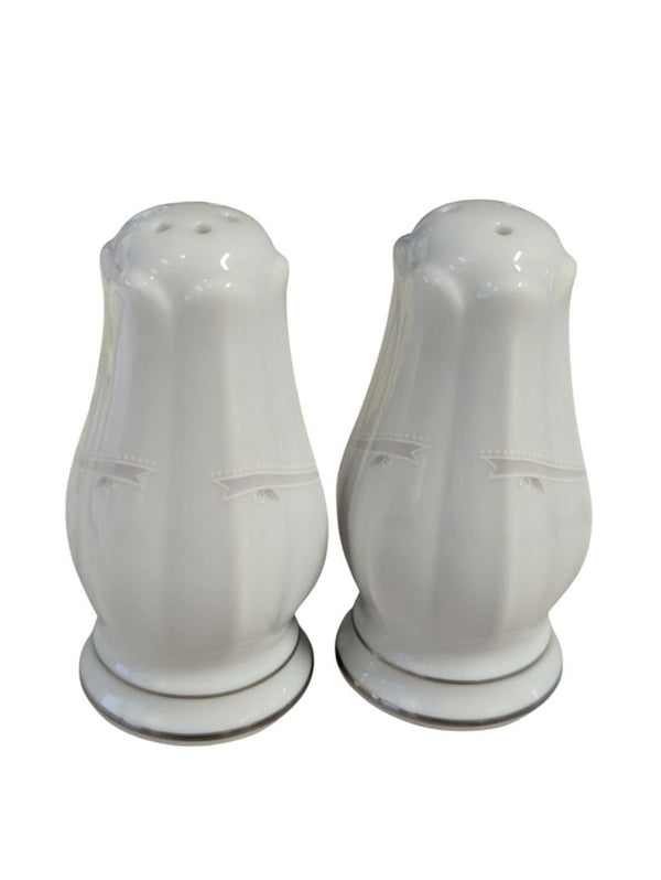 Noritake "Silk Ribbon" serving bowl with salt & pepper shakers