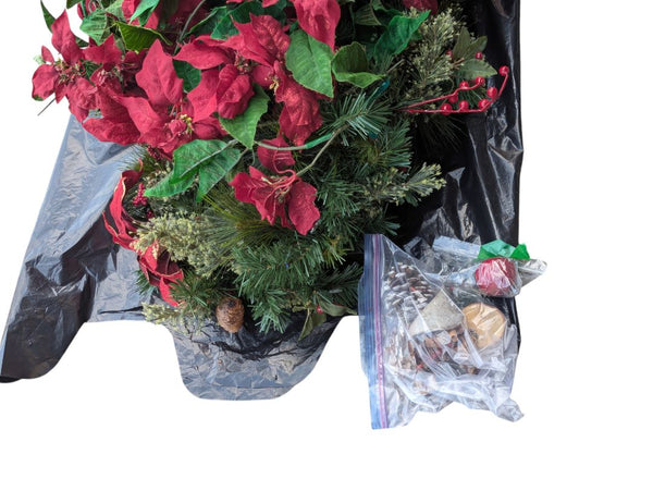 Holiday Poinsettia Floral Décor Lot – Artificial Arrangements & Garlands