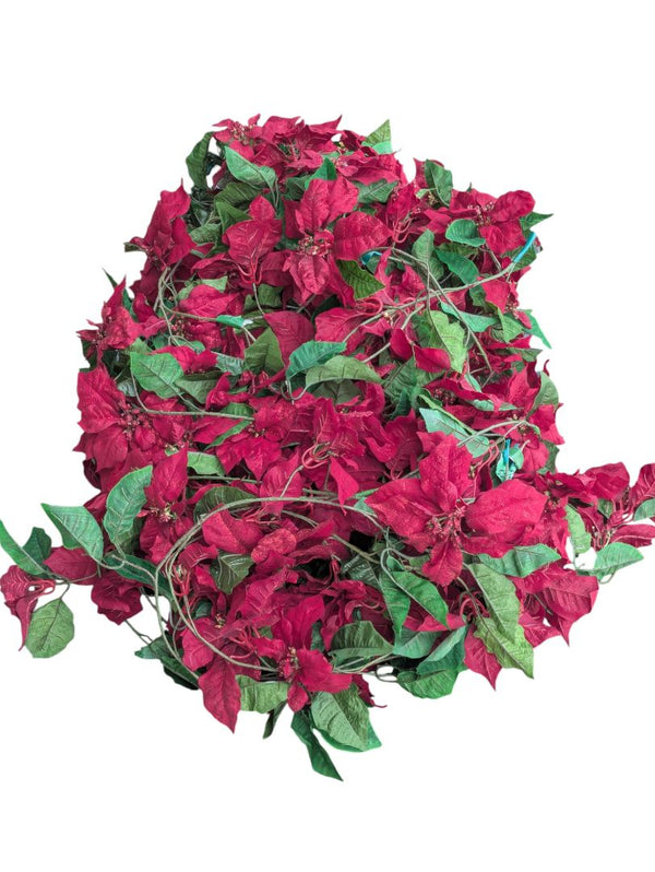 Holiday Poinsettia Floral Décor Lot – Artificial Arrangements & Garlands