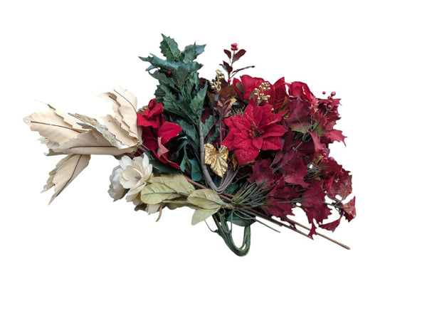 Holiday Poinsettia Floral Décor Lot – Artificial Arrangements & Garlands