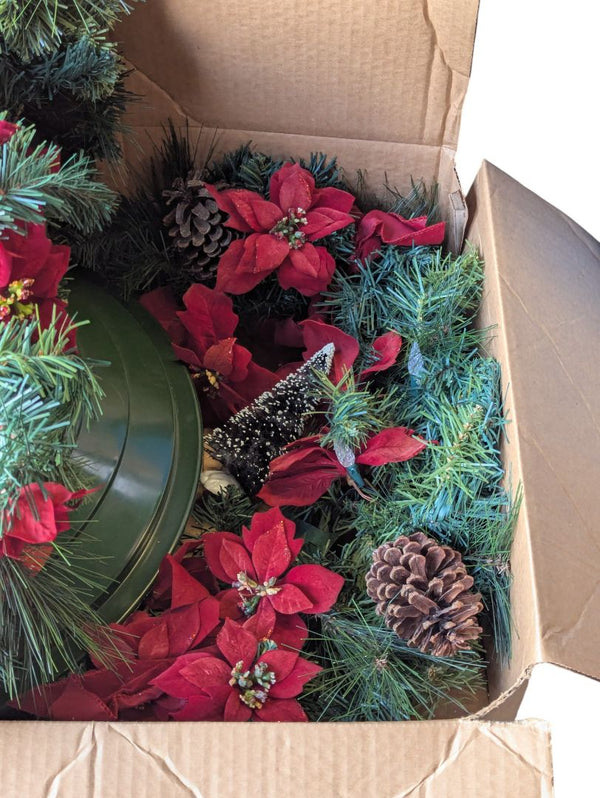 Christmas Décor Lot – Wreath, Garland & Tree Stand