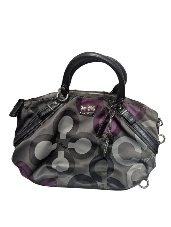Coach Signature Op Art Satchel – Black/Purple