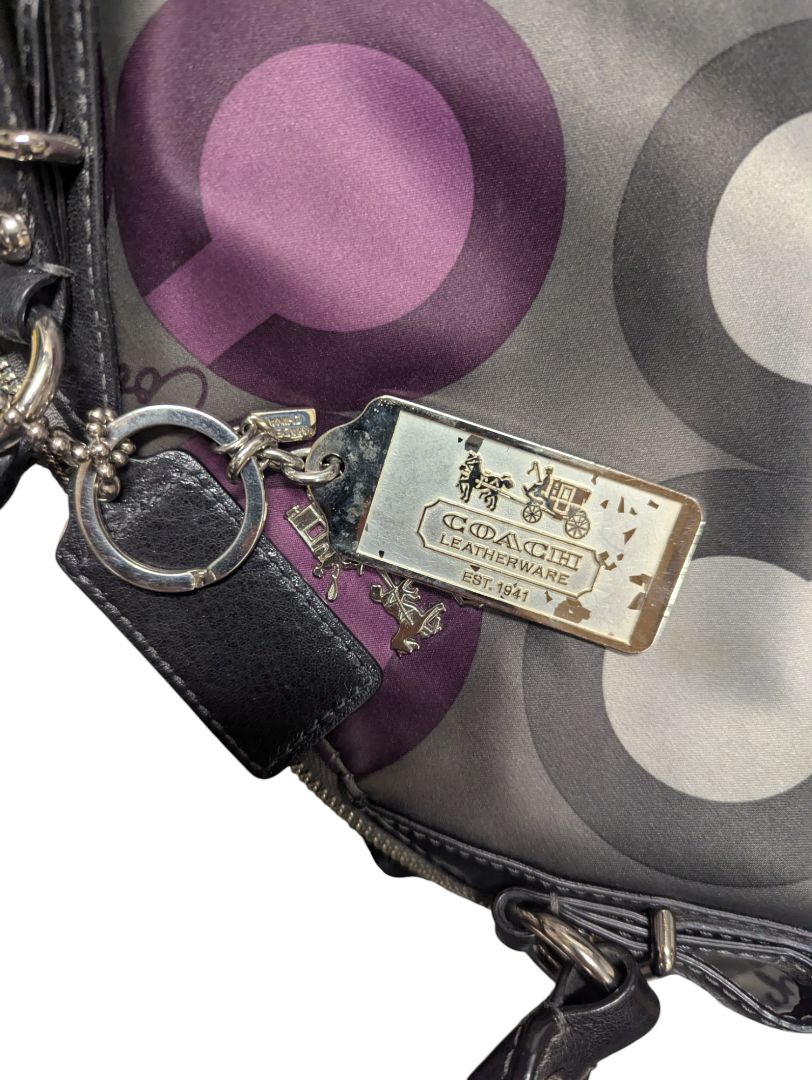 Coach Signature Op Art Satchel – Black/Purple