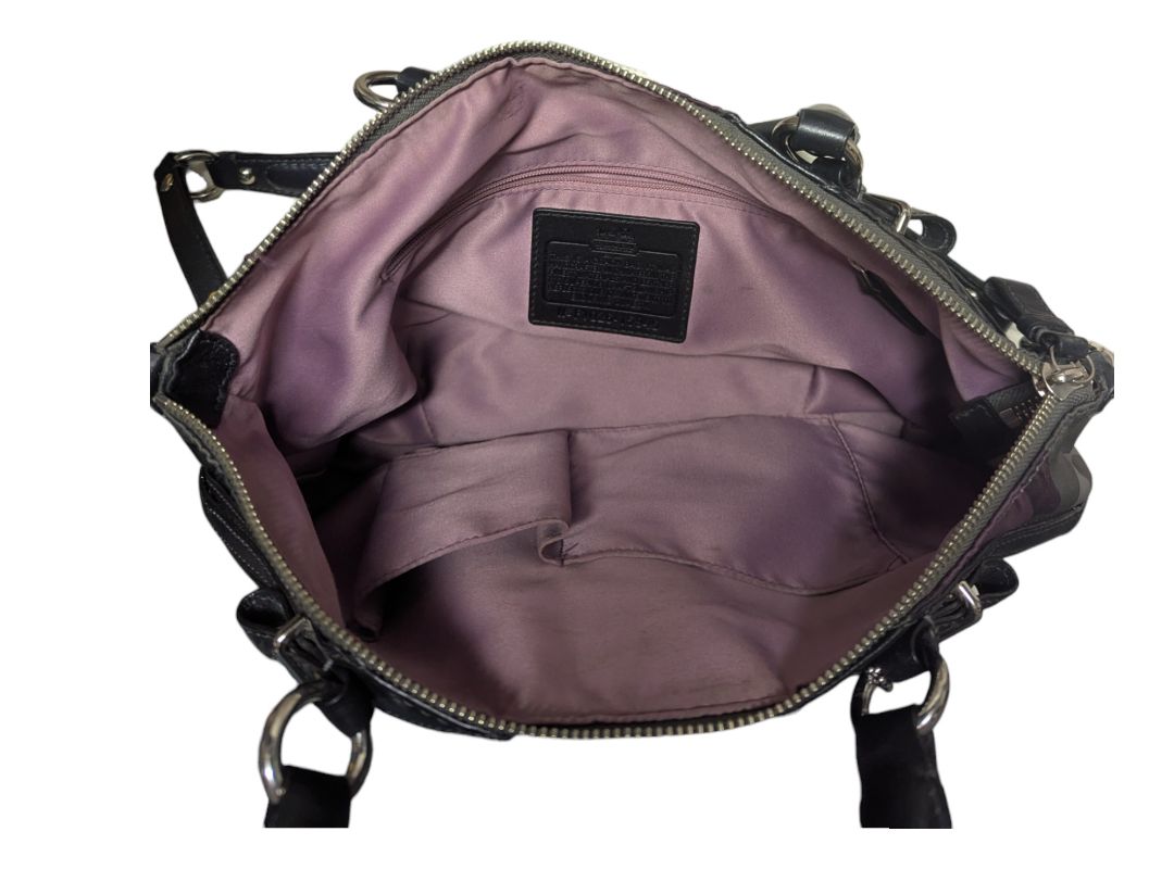 Coach Signature Op Art Satchel – Black/Purple