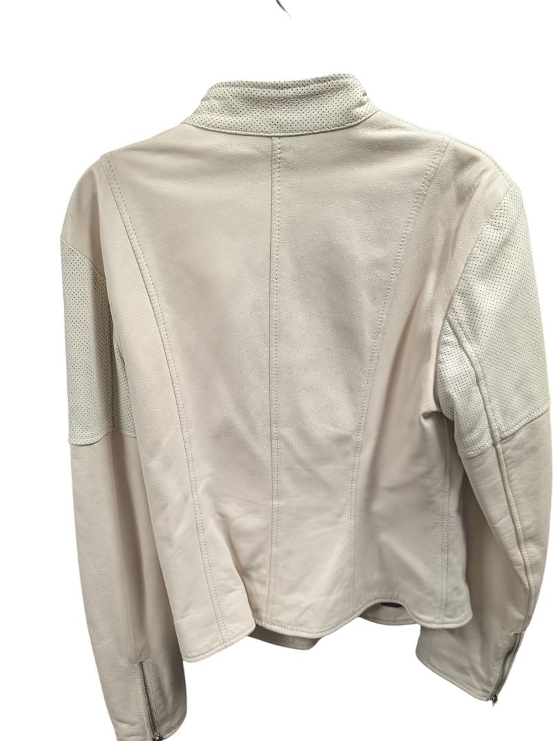 Italian Vera Pelle Leather Jacket – Cream Moto Style