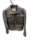 Jacob Connexion Distressed Black Leather Jacket – Size M